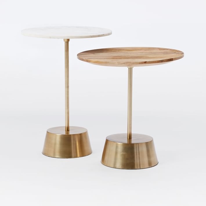 Maisie Nesting Side Table Set- Marble Tall + Raw Mango Short - Image 0