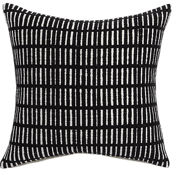 Prim 18" pillow with feather-down insert, Black, White - Image 0