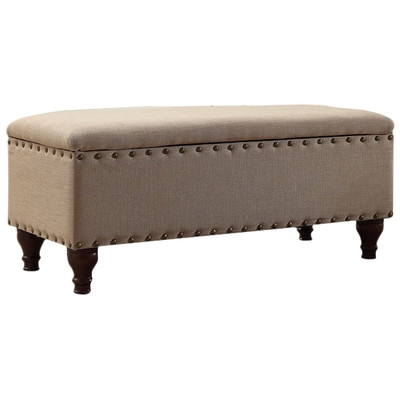 Upholstered Storage Entryway Bench - Tan - Image 0