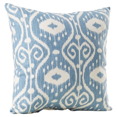 Ballerup Cotton Blue and off-white Throw Pillow - 16.5"H x 16.5"W - Polyester fiber insert - Image 0