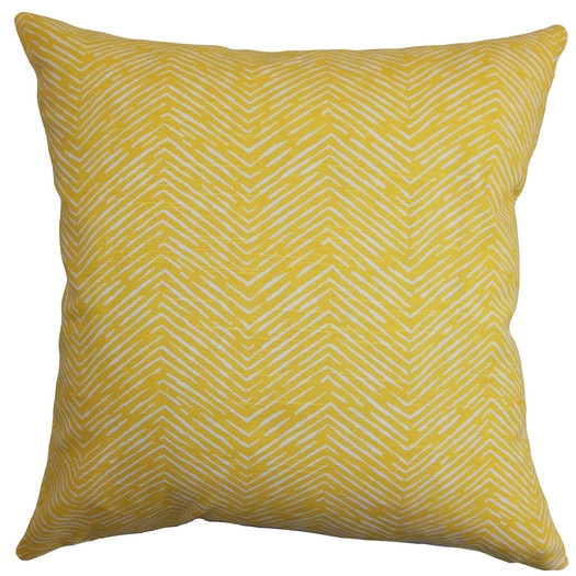 Delgado Cotton Throw Pillow - Corn Yellow - 18''x18'' - Down/Feather Insert - Image 0