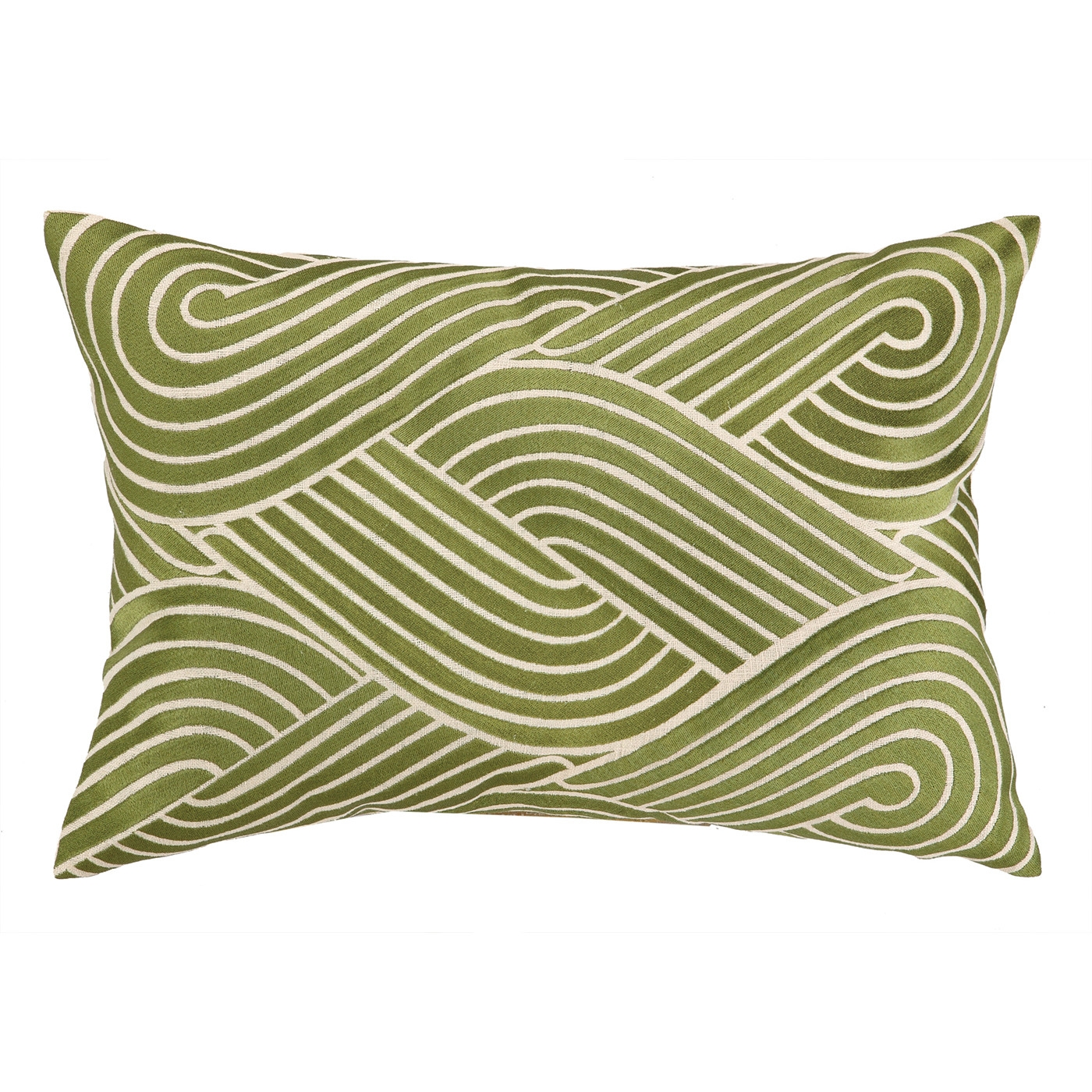 Osaka Waves Embroidered Decorative Linen Lumbar Pillowby D.L. Rhein - Image 0