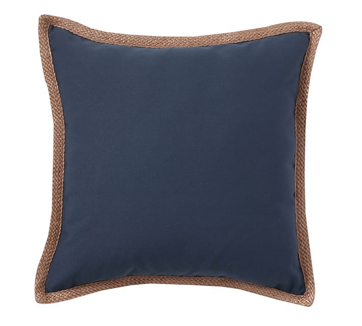 Synthetic Trim Indoor/Outdoor Pillow - Ink Blue - 20" Sq. - Polyester insert - Image 0