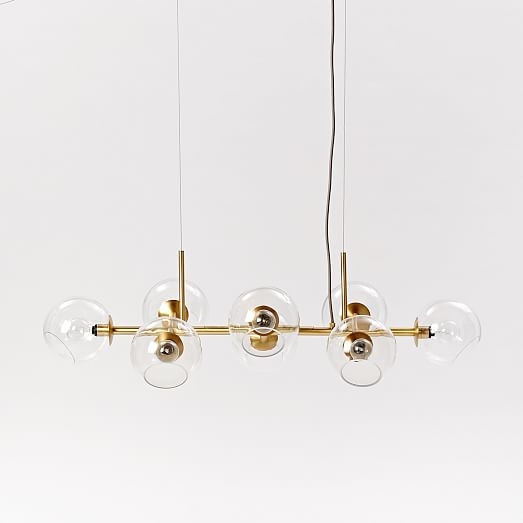 Staggered Glass Chandelier - 8-Light - Antique Brass - Image 0