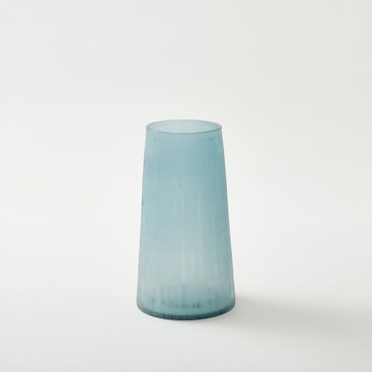 Frosted Mesh Glass Vase - Blue - 9" - Image 0