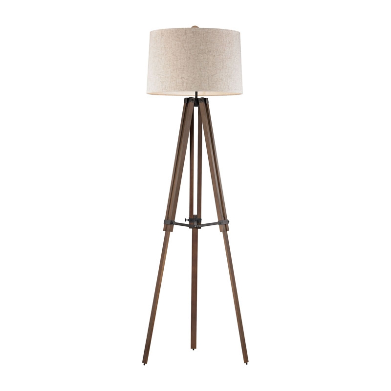 Wooden Brace Tripod Floor Lamp - Image 0