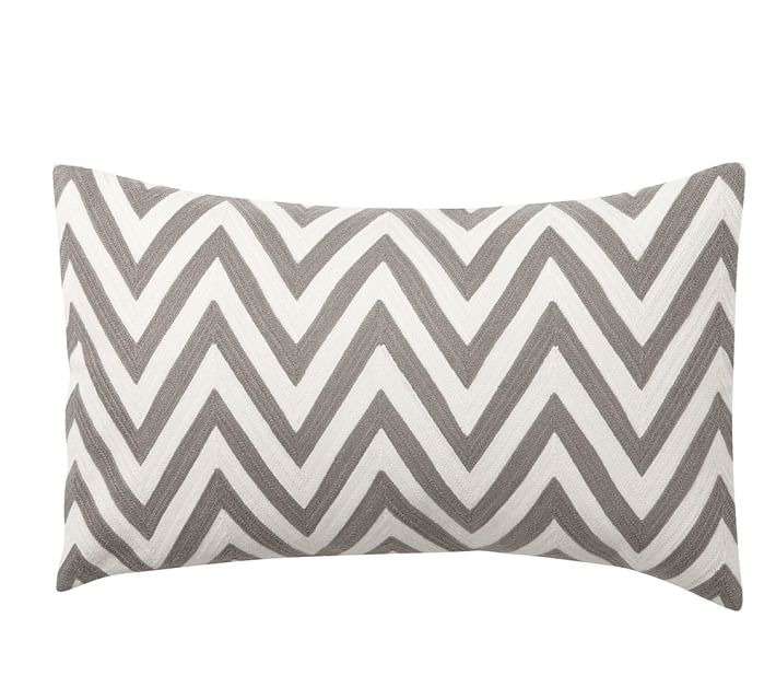CHEVRON EMBROIDERED LUMBAR PILLOW COVER - Image 0