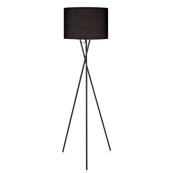 Cara Matte Black Tripod Floor Lamp with Black Shade (62.2 inches) - Image 0