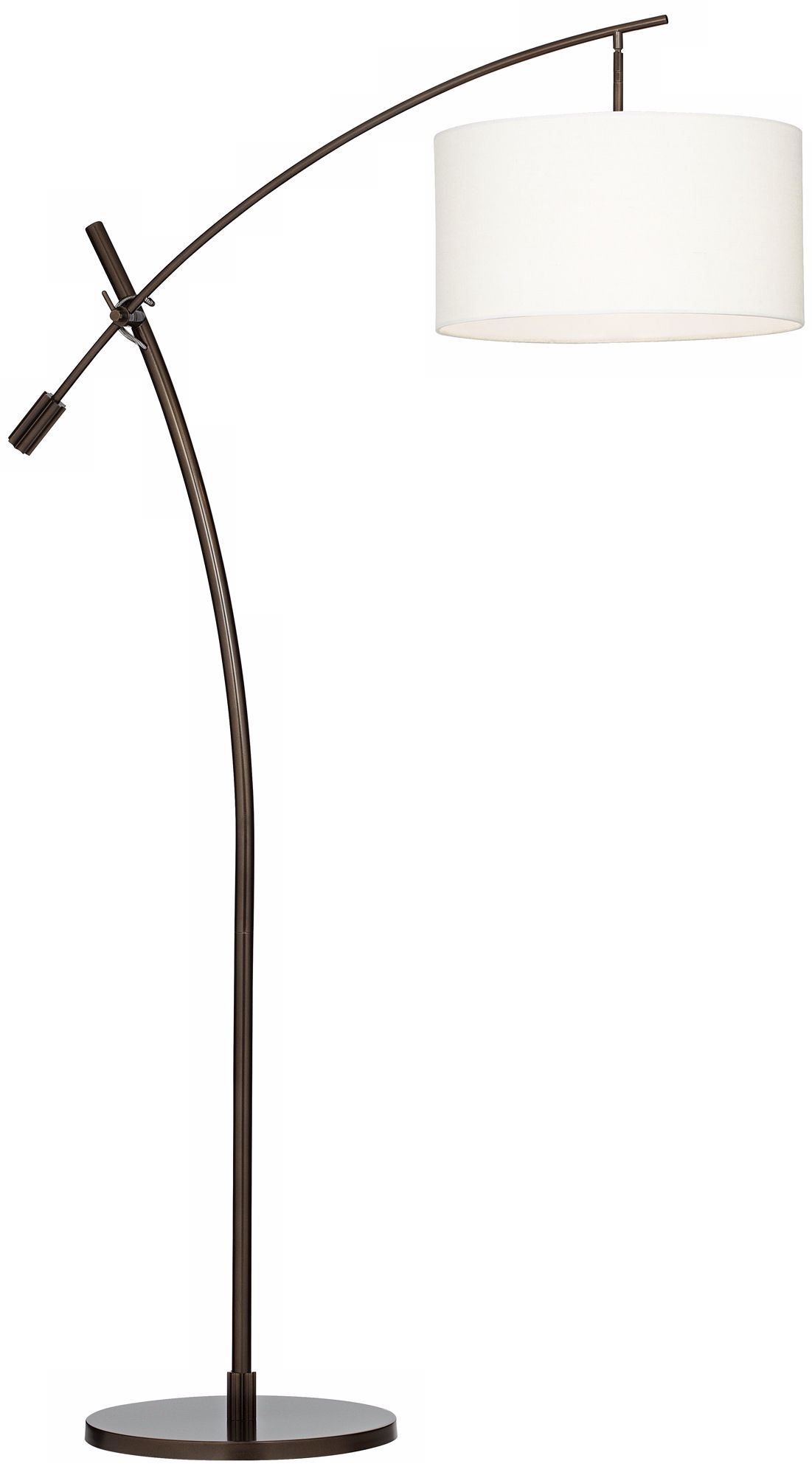 Bronze Boom Arc Floor Lamp with Linen Shade - Image 0