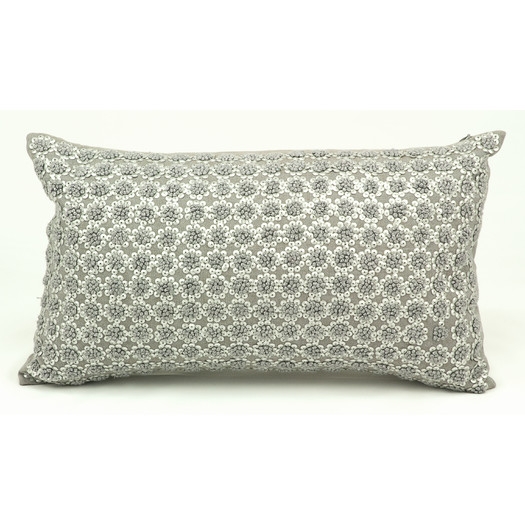 French Knot Flowers Lumbar Pillow - 12" H x 20" W x 0.2" D- Polyester/Polyfill - Image 0