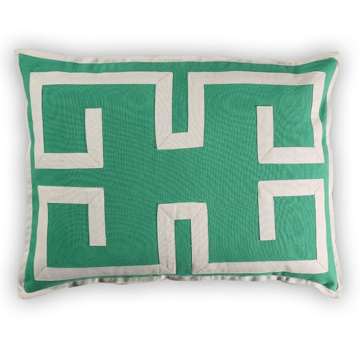 La Emerald Greek Key Linen/Cotton Lumbar - Image 0