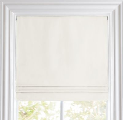 Linen-cotton cordless roman shade - 64"L x 24"W - Warm White - Image 0