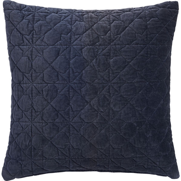 August quilted navy 16" pillow with down-alternative insert - Image 0