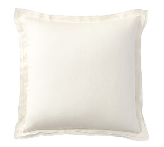 Belgian Flax Linen Flange Pillow Cover- 18"sq;  Ivory (No insert) - Image 0