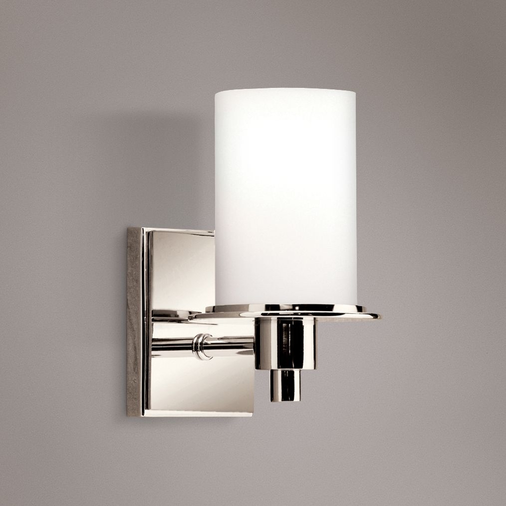 Polished Nickel and Etched Glass 8 1/2" High Wall Sconce - Image 0