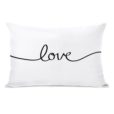 Love Mix and Match Reversible Lumbar Pillow - Black/White - 14" H x 20" W - Polyester/Polyfill - Image 0