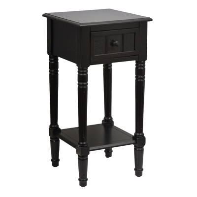 Everly 1 Drawer End Table - Distressed Black - Image 0
