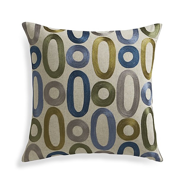 Molina 18" Pillow with Down-Alternative Insert, Blue, green and taupe - Image 0