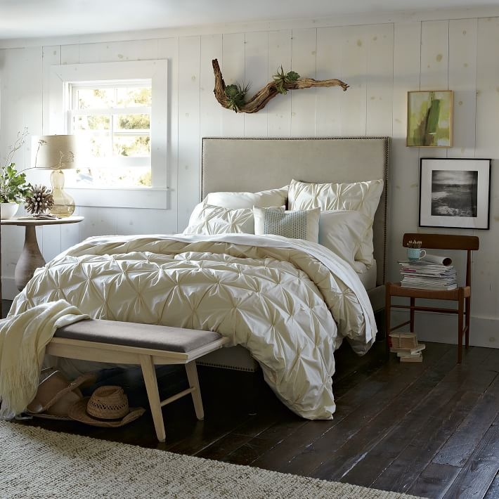 Tall Upholstered Nailhead Bed - Image 0