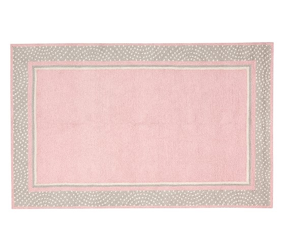Polka Dot Border Rug - Pink/Gray - Image 0