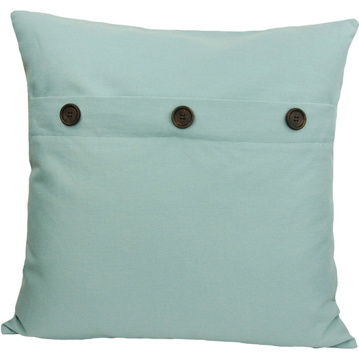 Solid Color with Buttons Feather Fill Cotton Throw Pillow - Image 0