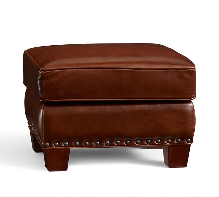 Irving Leather Storage Ottoman - Leather, Molasses - Image 0
