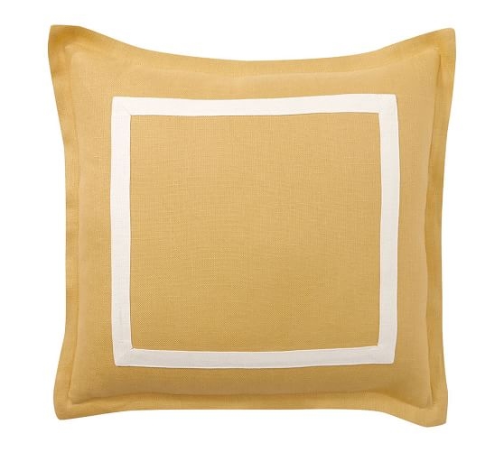 TEXTURED LINEN FRAME PILLOW COVER, 20", YELLOW GOURD/IVORY, NO INSERT - Image 0