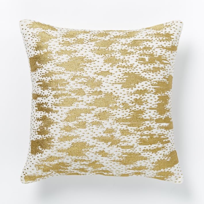 Embroidered Shimmer Pillow Cover - 16"sq - Pearl/Gold - Insert sold separately - Image 0