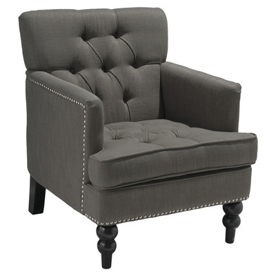 Tufted Upholstered Club Arm Chair - Grey - Image 0