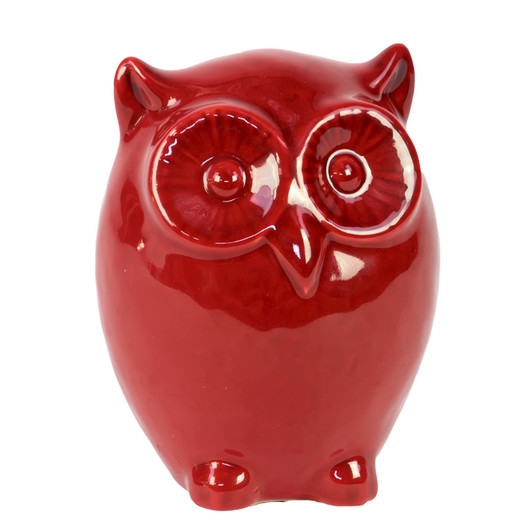 Ceramic Owl LG Red - Small - Image 0