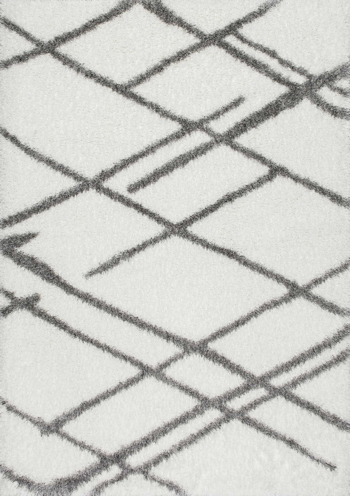 Lattice Isadora Plush Shag Rug, White, 8' x 10' - Image 0