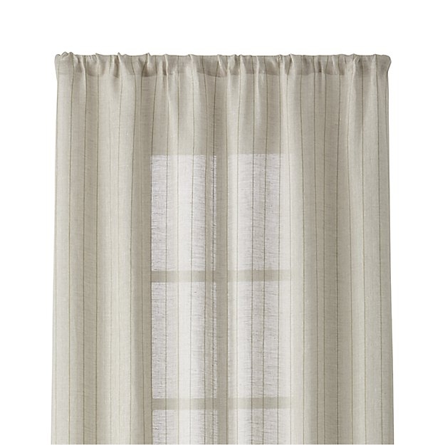 Ellsbury 48"x96" Linen with Green Stripe Curtain Panel - Image 0