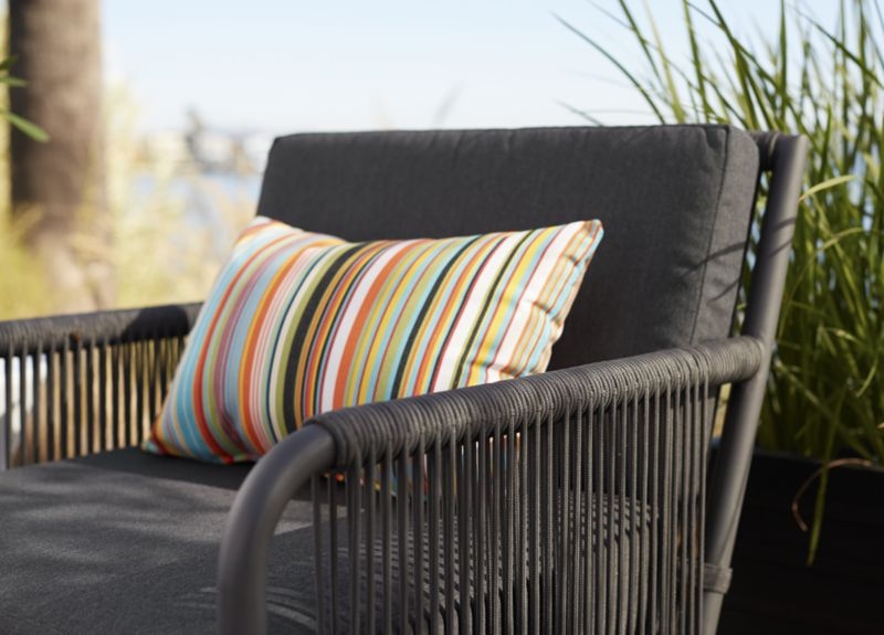 Chromatic Micro Striped Outdoor Lumbar Pillow - With Insert - Image 0