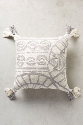 Rocio Embroidered Pillow -Grey-  20â€x20â€ - Polyfill - Image 0
