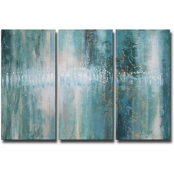 'Abstract 625' Hand-painted Oil Gallery-wrapped Canvas Art Set - Image 0