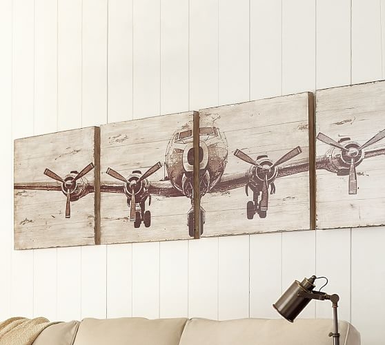 PLANKED AIRPLANE PANELS - SET OF 4 - Image 0