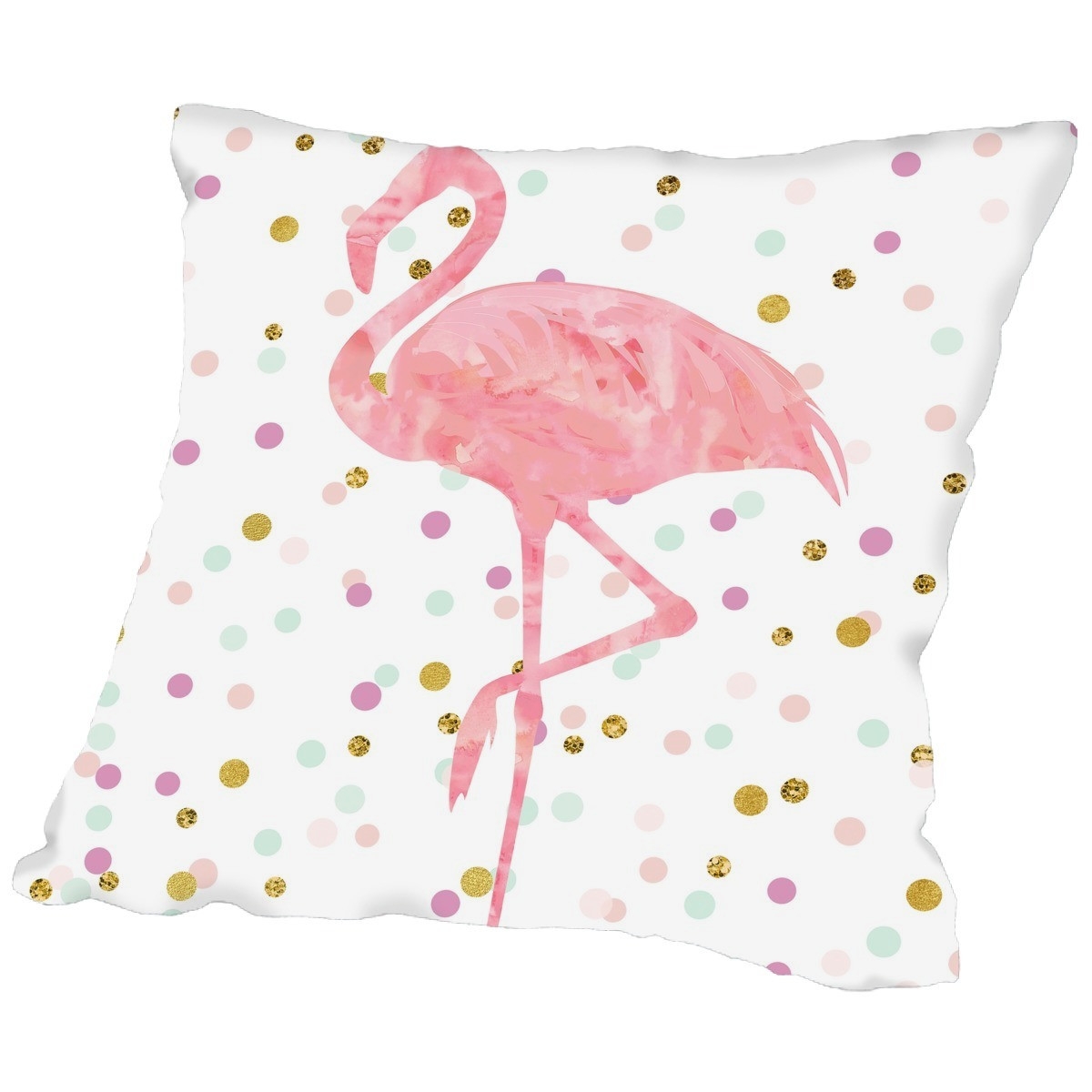 Pink Flamingo on Confetti Throw Pillow - 18" - with insert - Image 0