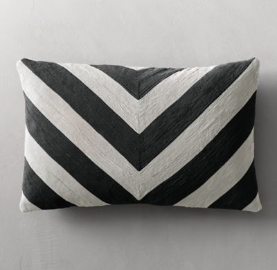 Geometric Soutache Linen Chevron Pillow Cover - Lumbar - Image 0