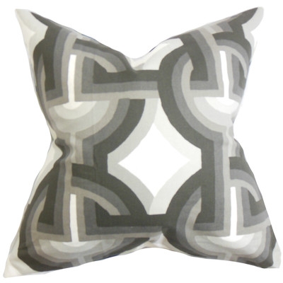 Rineke Geometric Cotton Throw Pillow - Dove - 18"x18" - Down/Feather Fill - Image 0
