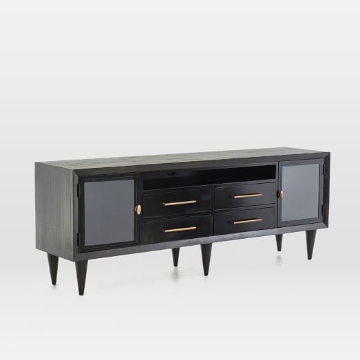 Burnished Metal + Wood Media Console - Low - Image 0