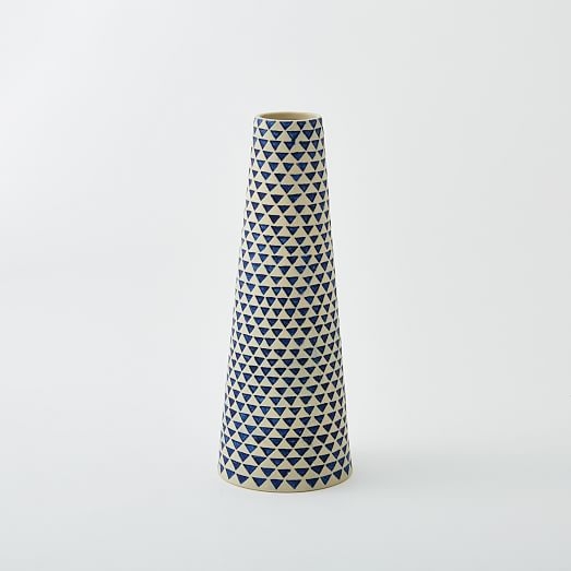 Indigo Ceramic Large Triangles Jar Indigo/White - Image 0
