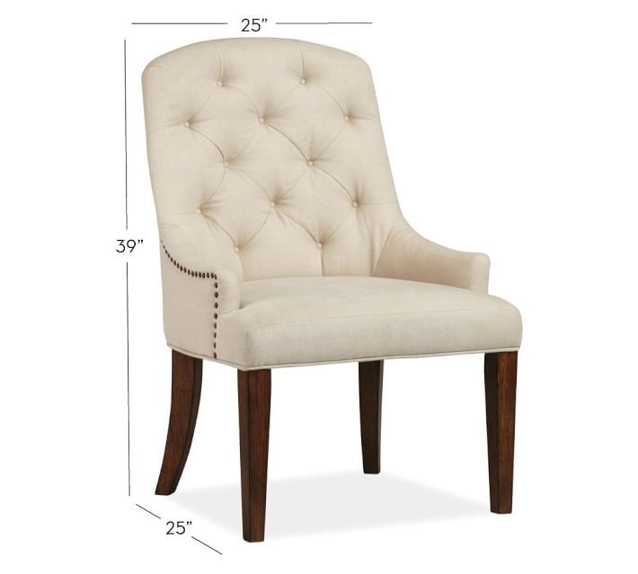Lorraine Tufted Upholstered Armchair - Linen, Natural - Image 0
