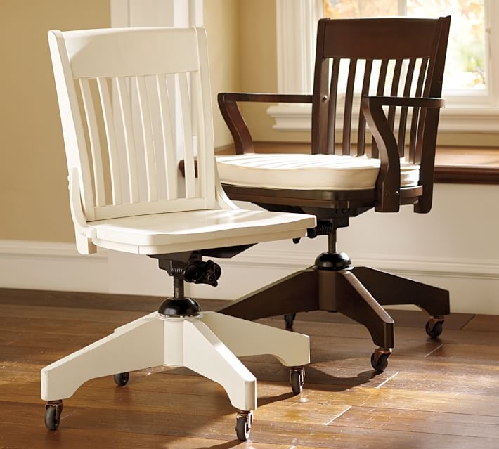 SWIVEL DESK CHAIR - ARMLESS CHAIR - ANTIQUE WHITE - Image 0
