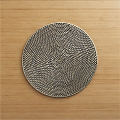 Grey Rattan Placemat and Adobe Napkin - Image 0
