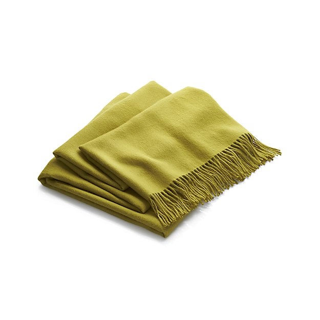 Lima Alpaca Olive Green Throw Blanket - Image 1