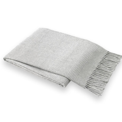 Glen Plaid Throw Blanket-Light Gray - Image 0