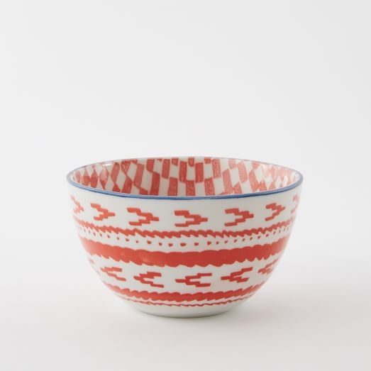 Folk Pad Printed Bowls- Red/Pink - Image 0