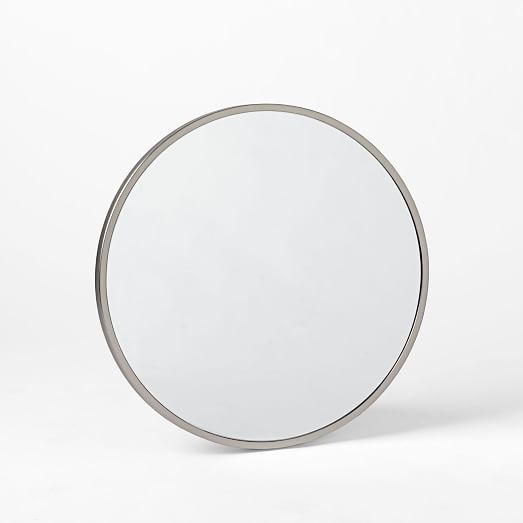 Metal Framed Round Wall Mirror - Brushed Nickel - Image 0