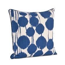 Inkblot Design Cotton Throw Pillow - Indigo - 20" - with insert - Image 0