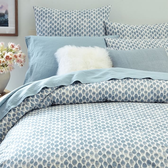 Organic Stamped Dots Duvet Cover - King, Moonstone - Image 0